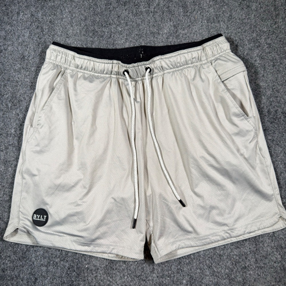 BYLT Premium Basics Mesh Gym Shorts XL Tan Beige Lightweight Activewear